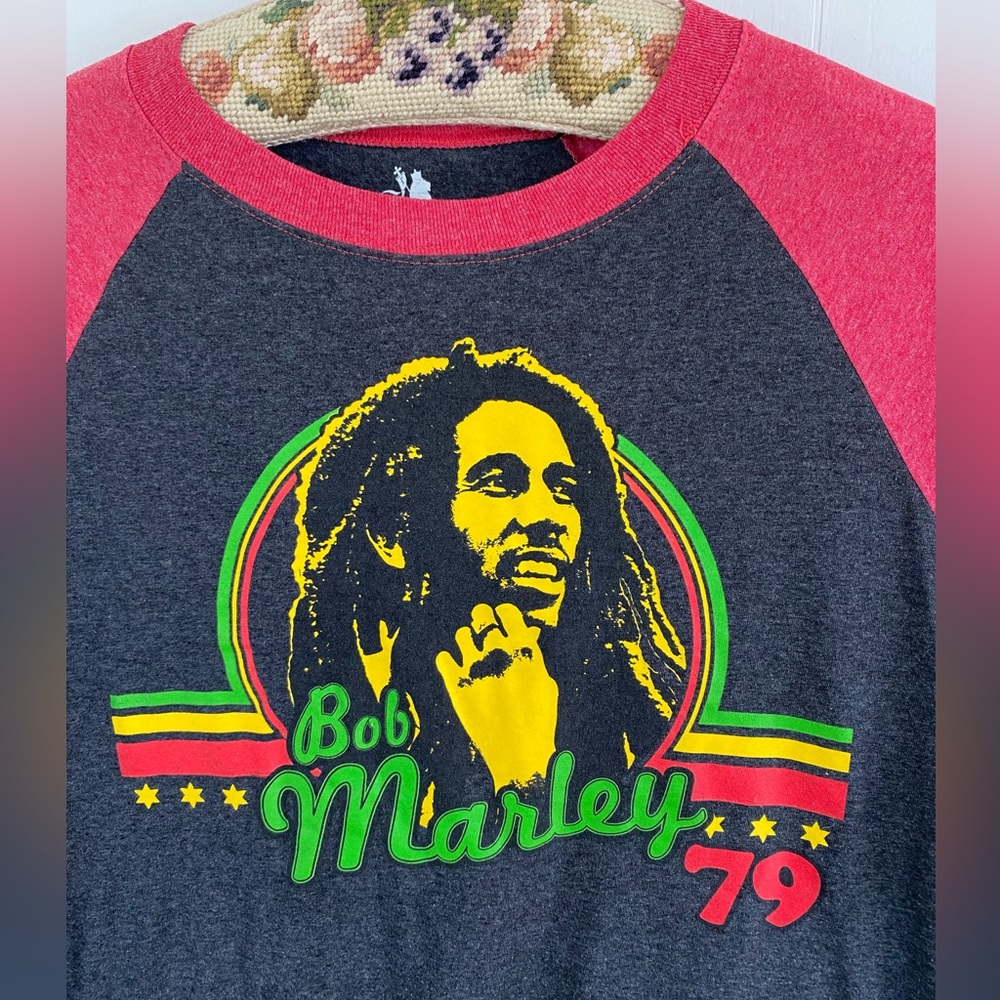 Vtg Bob Marley ‘79 BaseballRinger Shirt Men’s M Gray Y2K Zion Rootswear As Is - Picture 3 of 7